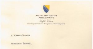 Pismo zahvale člana Predsjedništva BiH